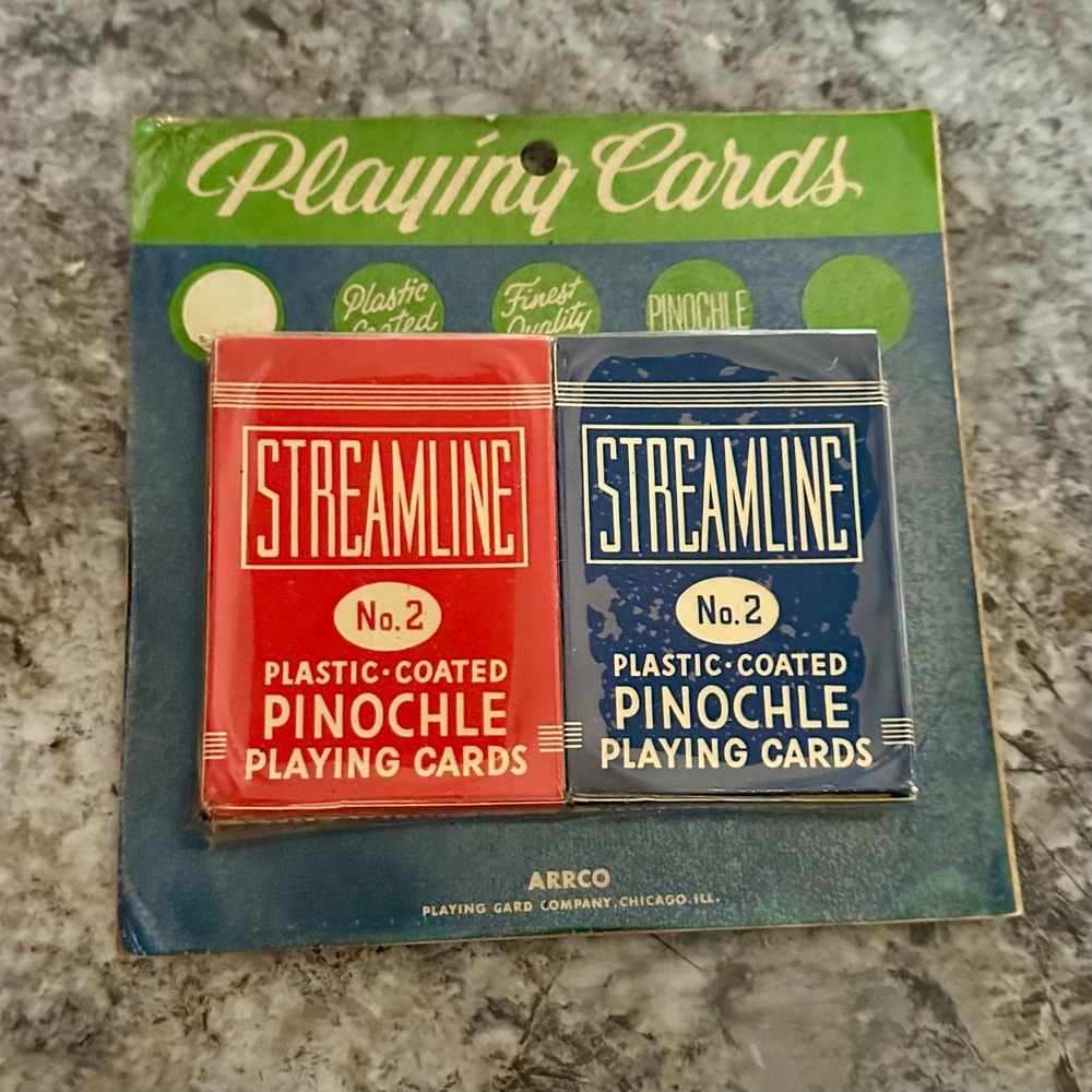 Vintage Arrco Streamline No 2 Pinochle Playing Cards 2 Deck Set‎ Sealed Chicago